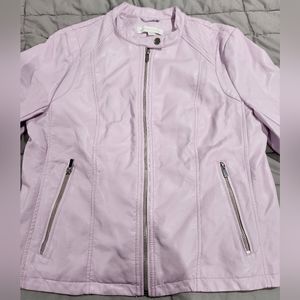 Lilac PU Leather Jacket